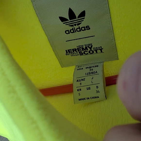 New Neon Yellow Adidas X Jeremy Scott Cropped Track Top/Jacket Perfect Condition - Picture 7 of 7